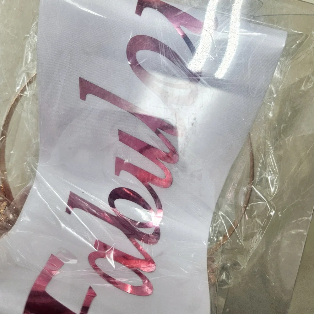 NWT 29th Birthday Party Princess Tiara and Sash in Rosegold and Pink Rhinestones
